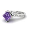 Amethyst White Gold Cushion Cut Engagement Ring Luxy