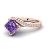 Amethyst Rose Gold Cushion Cut Engagement Ring Luxy