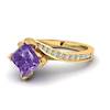 Amethyst Yellow Gold Cushion Cut Engagement Ring Luxy