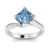 Aquamarine White Gold Cushion Cut Engagement Ring Luxy