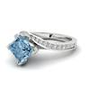 Aquamarine White Gold Cushion Cut Engagement Ring Luxy