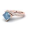 Aquamarine Rose Gold Cushion Cut Engagement Ring Luxy