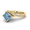 Aquamarine Yellow Gold Cushion Cut Engagement Ring Luxy