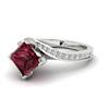 Garnet Ring White Gold Cushion Cut Luxy
