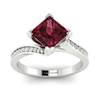 Garnet Ring White Gold Cushion Cut Luxy
