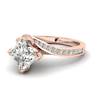 White Sapphire Rose Gold Cushion Cut Engagement Ring Luxy
