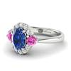 7x5mm Oval Cut Blue Ceylon Sapphire with Pink Sapphire Accents