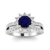Blue Sapphire White Gold Halo Engagement Ring Nefertari