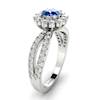 Blue Sapphire White Gold Halo Engagement Ring Nefertari