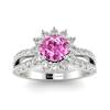 Pink Sapphire White Gold Halo Engagement Ring Nefertari