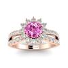 Pink Sapphire Rose Gold Halo Engagement Ring Nefertari