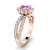 Pink Sapphire Rose Gold Halo Engagement Ring Nefertari