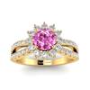 Pink Sapphire Yellow Gold Halo Engagement Ring Nefertari