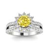 Yellow Sapphire White Gold Halo Engagement Ring Nefertari