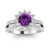 Amethyst White Gold Halo Engagement Ring Nefertari