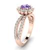 Amethyst Rose Gold Halo Engagement Ring Nefertari