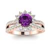 Amethyst Rose Gold Halo Engagement Ring Nefertari