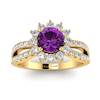 Amethyst Yellow Gold Halo Engagement Ring Nefertari