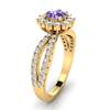 Amethyst Yellow Gold Halo Engagement Ring Nefertari