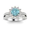 Aquamarine White Gold Halo Engagement Ring Nefertari