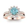 Aquamarine Rose Gold Halo Engagement Ring Nefertari