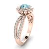 Aquamarine Rose Gold Halo Engagement Ring Nefertari