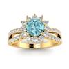 Aquamarine Yellow Gold Halo Engagement Ring Nefertari