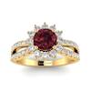 Garnet Ring Yellow Gold Halo Nefertari