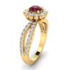 Garnet Ring Yellow Gold Halo Nefertari