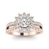 White Sapphire Rose Gold Halo Engagement Ring Nefertari