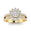 White Sapphire Yellow Gold Halo Engagement Ring Nefertari