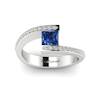 Blue Sapphire White Gold Cushion Cut Engagement Ring Sheba