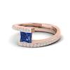 Blue Sapphire Rose Gold Cushion Cut Engagement Ring Sheba