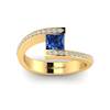 Blue Sapphire Yellow Gold Cushion Cut Engagement Ring Sheba