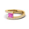 Pink Sapphire Yellow Gold Cushion Cut Engagement Ring Sheba