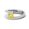 Yellow Sapphire White Gold Cushion Cut Engagement Ring Sheba