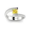 Yellow Sapphire White Gold Cushion Cut Engagement Ring Sheba