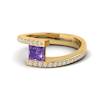 Amethyst Yellow Gold Cushion Cut Engagement Ring Sheba