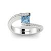 Aquamarine White Gold Cushion Cut Engagement Ring Sheba