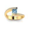 Aquamarine Yellow Gold Cushion Cut Engagement Ring Sheba