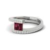 Garnet Ring White Gold Cushion Cut Sheba