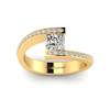 White Sapphire Yellow Gold Cushion Cut Engagement Ring Sheba