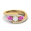 White Sapphire Pink Sapphire Yellow Gold Colour Accented Engagement Ring Naiad