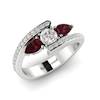 White Sapphire Garnet White Gold Colour Accented Engagement Ring Naiad