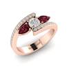 White Sapphire Garnet Rose Gold Colour Accented Engagement Ring Naiad