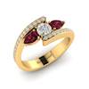 White Sapphire Garnet Yellow Gold Colour Accented Engagement Ring Naiad