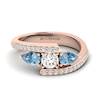 White Sapphire Aquamarine Rose Gold Colour Accented Engagement Ring Naiad