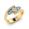 White Sapphire Aquamarine Yellow Gold Colour Accented Engagement Ring Naiad
