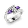 White Sapphire Amethyst White Gold Colour Accented Engagement Ring Naiad