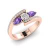 White Sapphire Amethyst Rose Gold Colour Accented Engagement Ring Naiad